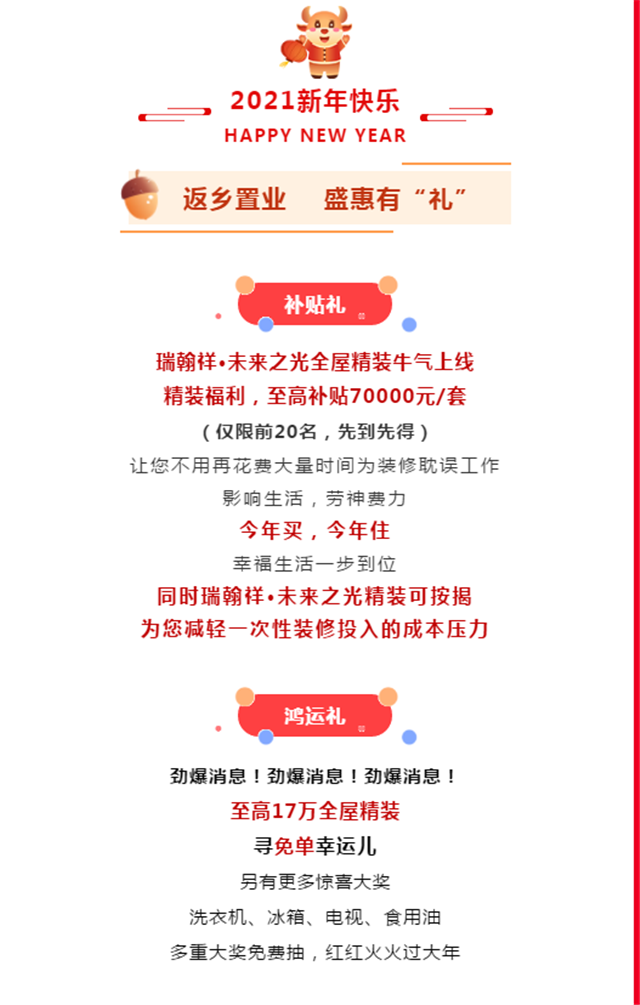 瑞翰祥•未来之光全屋精装牛气上线，精装至高补贴70000元/套