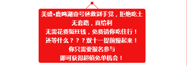 拯救剁手党，鹿鸣湖壹号双十一免费管你吃住行！